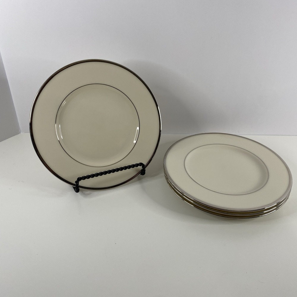 Lenox Montclair Bread Plate 6 3/8" Platinum/Ivory Dimension Collection-Set of 4
